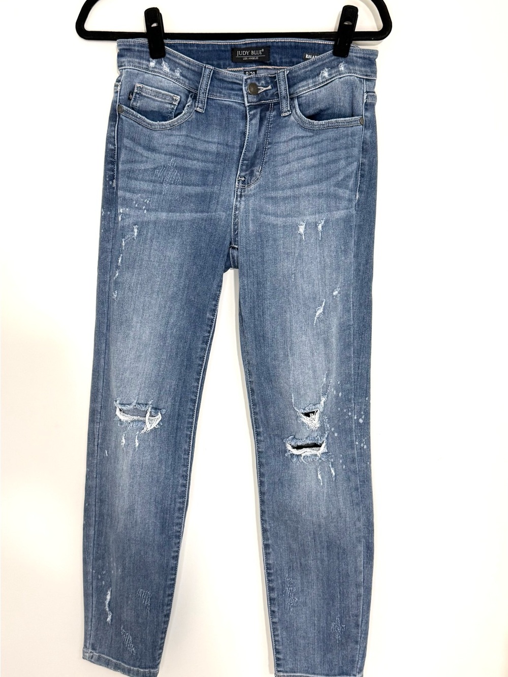 Judy Blue Women’s Distressed Blue Relaxed Fit Ankle Crop Jeans 29/9